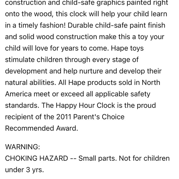 ⏰Hape⏰ Happy Hour Clock Kid's Wooden Time Learning Puzzle - Picture 5 of 10